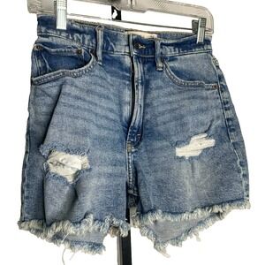 Abercrombie & Fitch High‎ Rise Curve Love Shorts Distressed Size 26/2 raw edge
